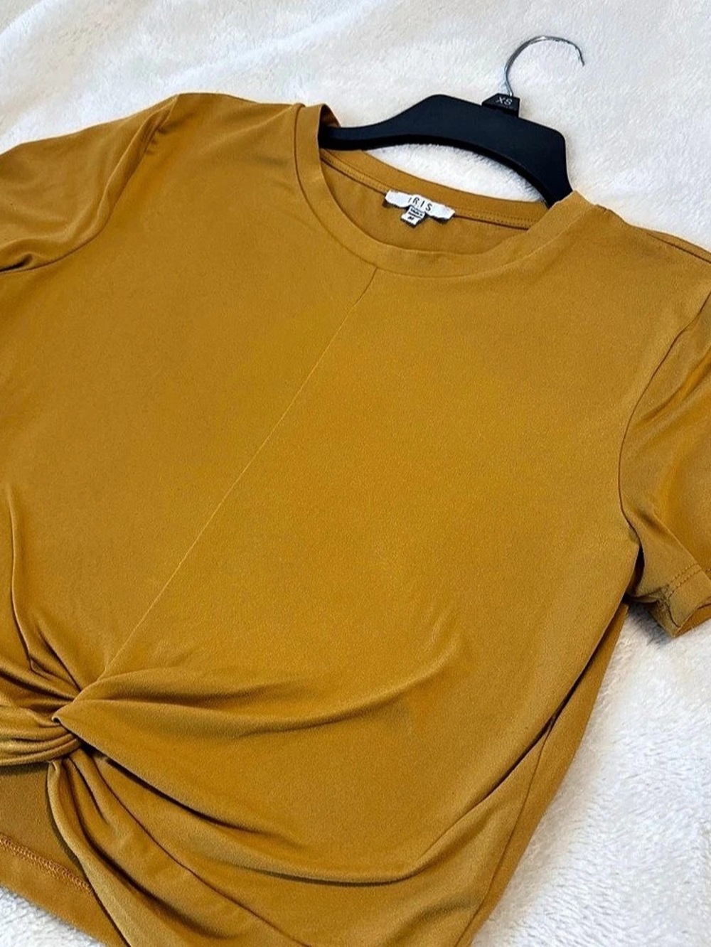 Mustard Short Sleeve Ruched Top